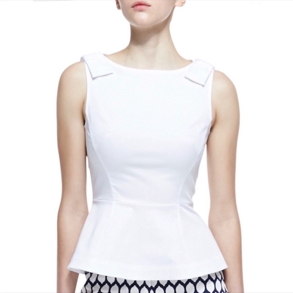 Kate Spade Thalia White Sleeveless Peplum Top Size 6, Pit to Pit 16”